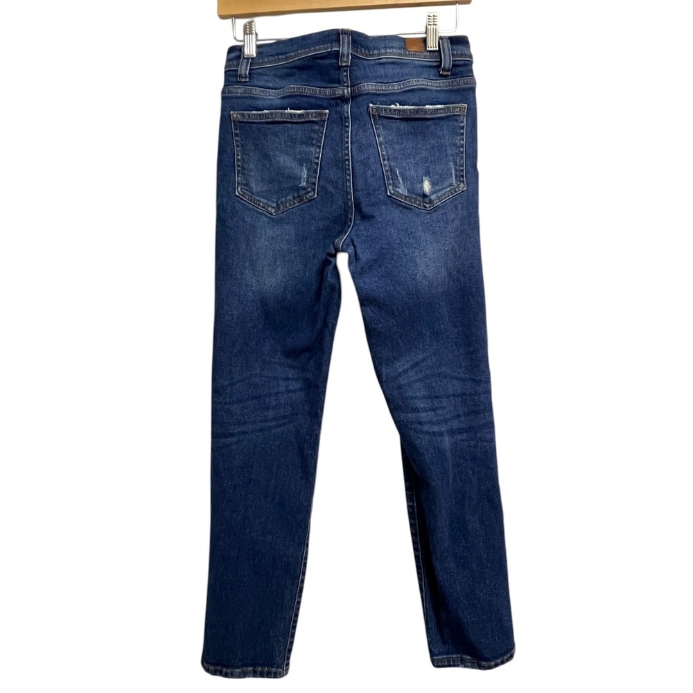 C&C California Skinny Jeans Womens 4/27 Blue Distressed High Rise Slit Edgy - Picture 10 of 10
